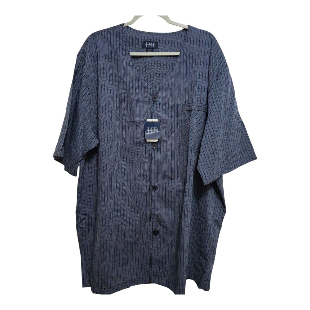 Harbor Bay Pajama Set Mens Size 1XLT Blue Black Stripes Shirt Shorts Summer NWT